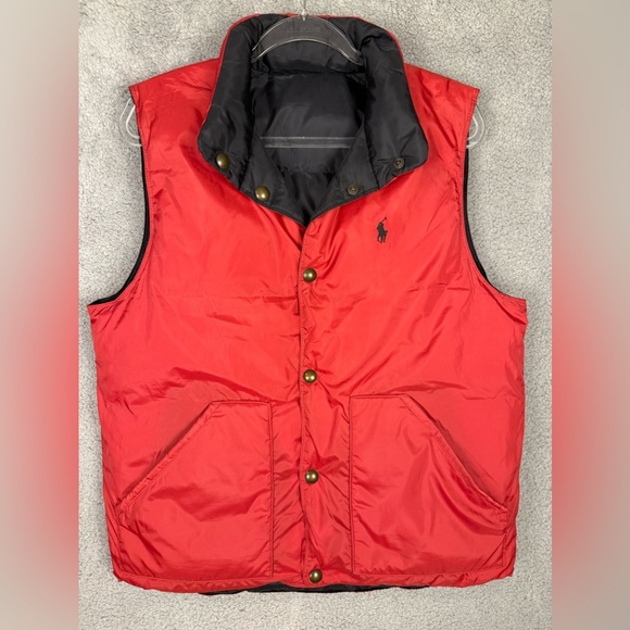Polo Ralph Lauren down filled reversible black/red men’s medium preowned - Picture 2 of 11